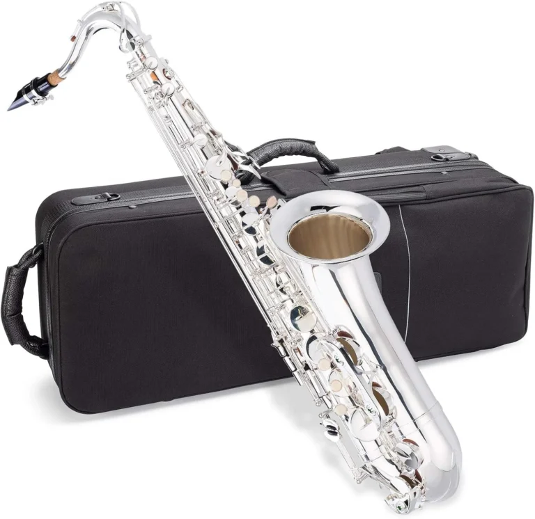 A silver-plated Jean Paul Student Tenor Saxophone with a stylish carrying case and ergonomic design for beginners.