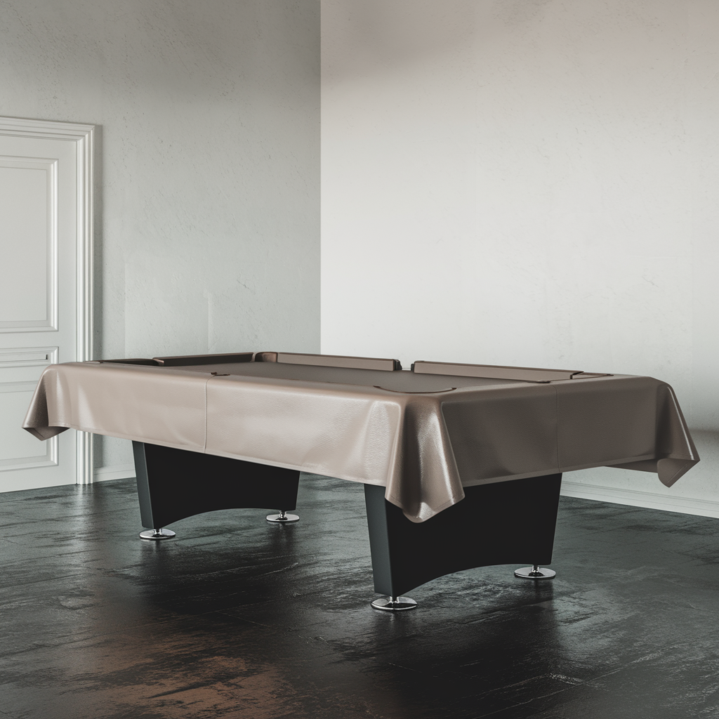 Diagram showing a pool table cover used for protection against dust and spills.