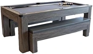 Stylish Rocky Mountain Nights 7-foot pool table with rustic driftwood finish and sturdy construction.