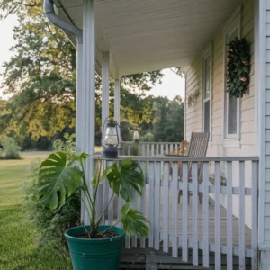 Simple Front Porch with Potted Plant